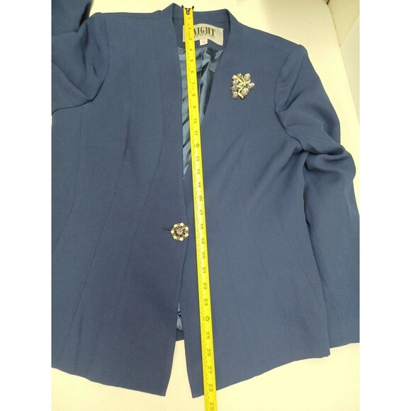 Night Studio Size 10 Navyblue Embellished Lined 2 Pc Skirt Church Suit - Picture 7 of 11